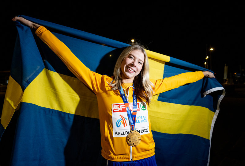 Engla Nilsson efter EM-bronset i mars.