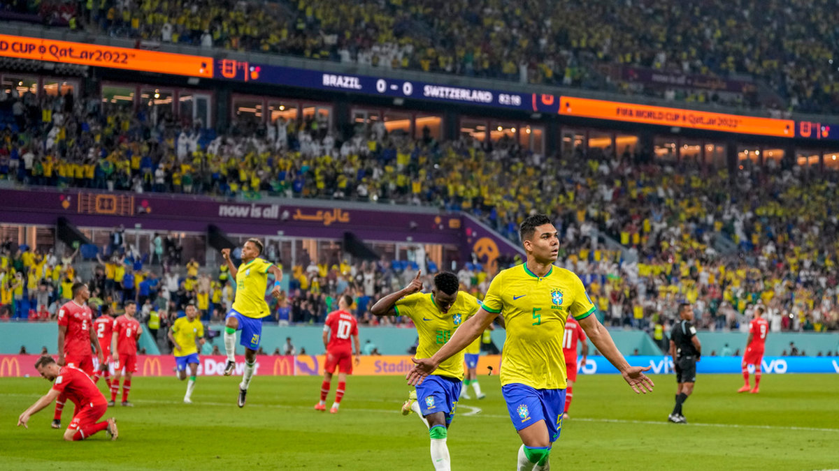 Brasiliens Casemiro gjorde matchens enda mål mot Schweiz.