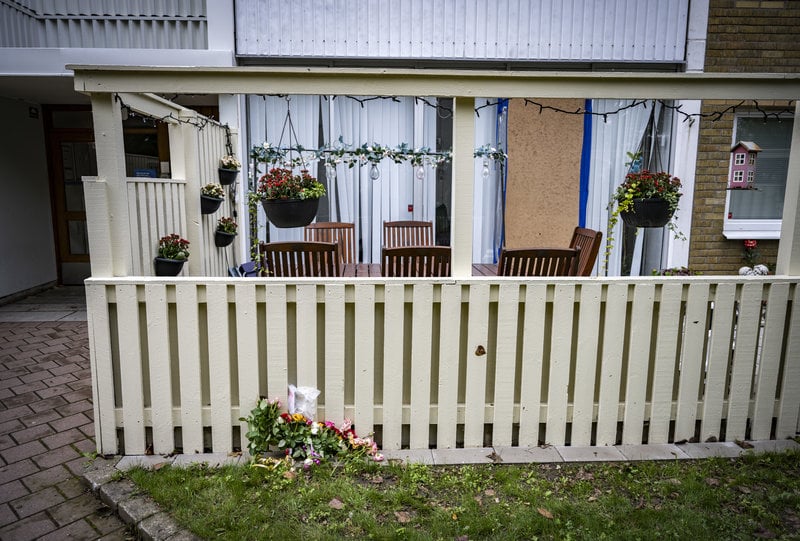 Här bodde den mördades småbarnspappan. Foto: Johan Nilsson/TT Här bodde den mördades småbarnspappan. Foto: Johan Nilsson/TT