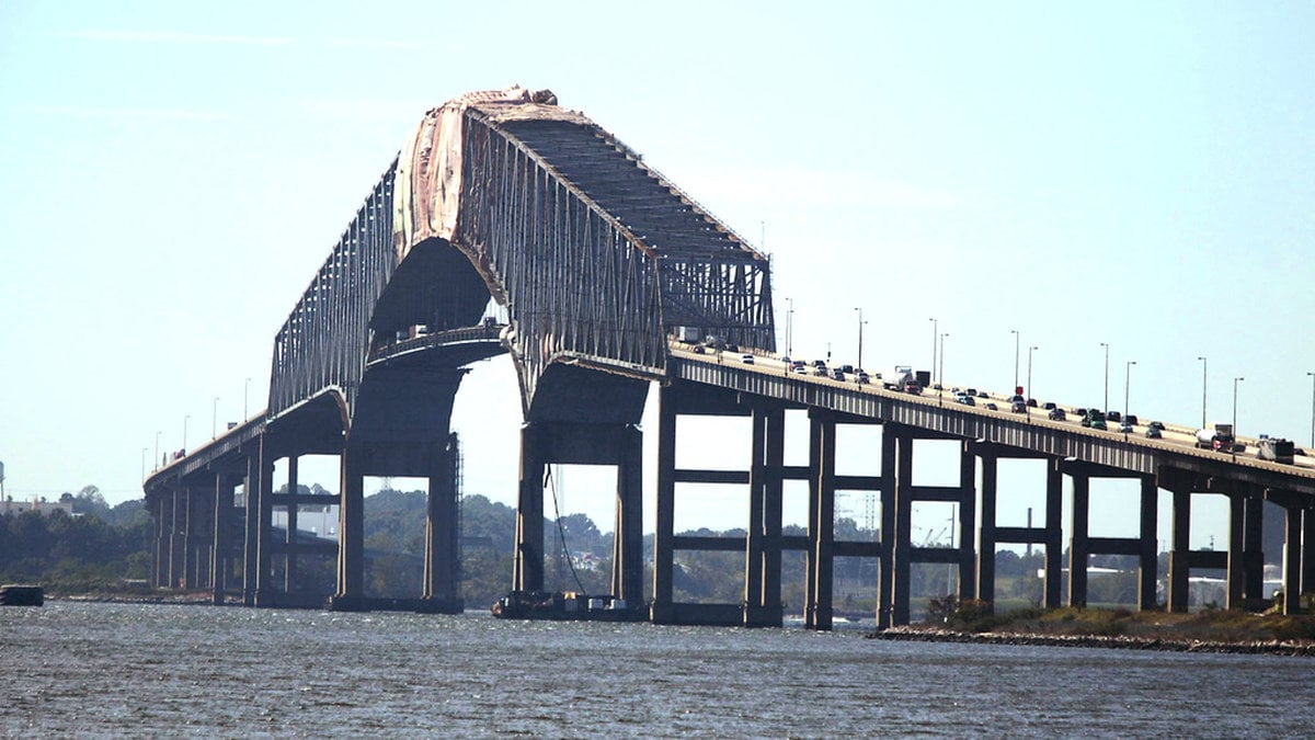 Arkivbild på Francis Scott Key Bridge i Baltimore.