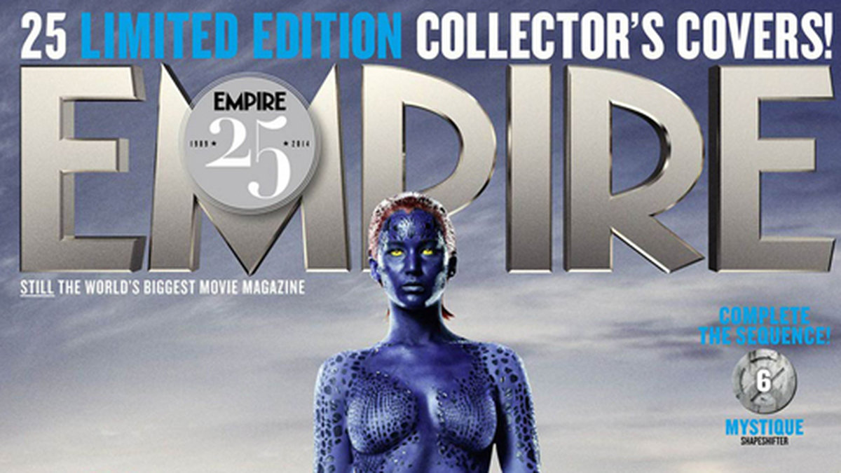En kroppsmålad Jennifer Lawrence på omslaget till Empire. 