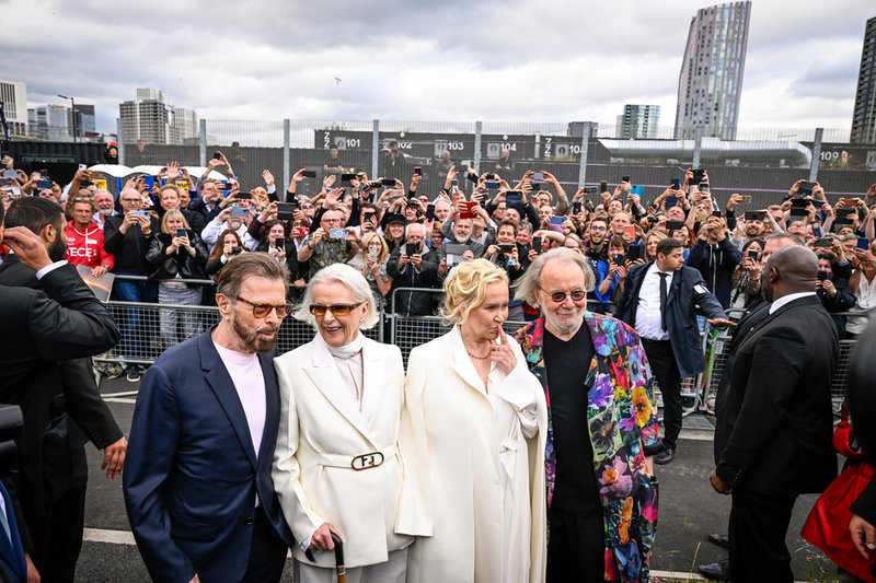 Björn Ulvaeus, Anni-Frid Lyngstad, Agnetha Fältskog och Benny Andersson samlades inför premiären i London.