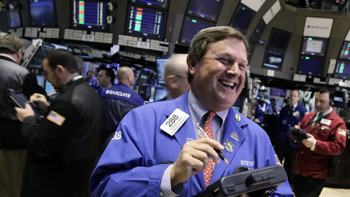 Glada miner på Wall Street i år. Arkivbild.