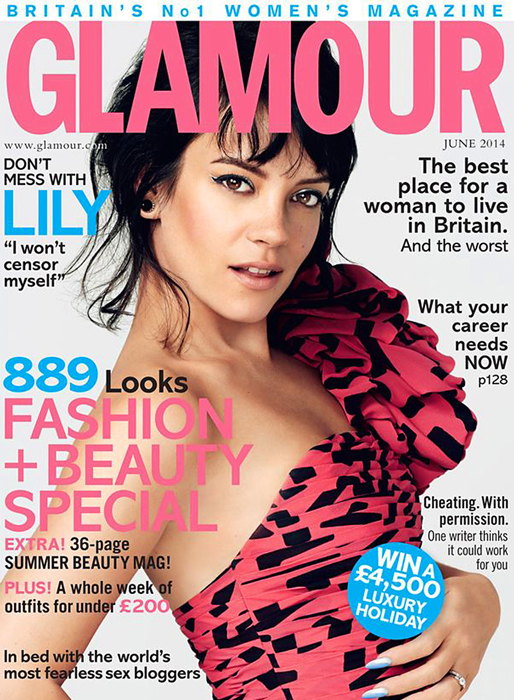 Lily Allen på omslaget till brittiska Glamour. Lily Allen på omslaget till brittiska Glamour.