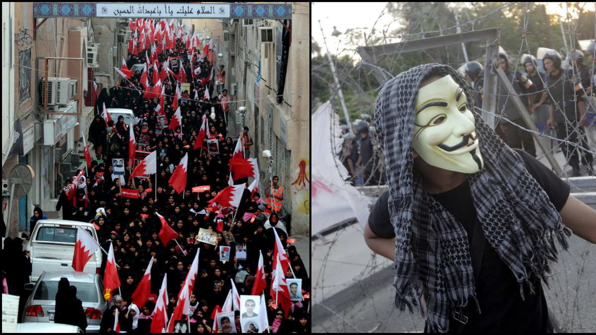 Inga Guy Fawkes-masker på Bahrains gator.