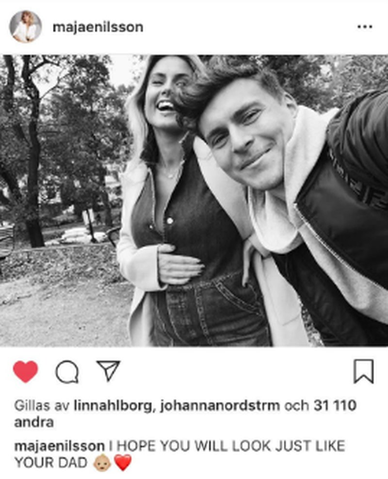 Ett Instagram-inlägg där Maja och Victor Nilsson Lindelöf avslöjar sin graviditet Ett Instagram-inlägg där Maja och Victor Nilsson Lindelöf avslöjar sin graviditet