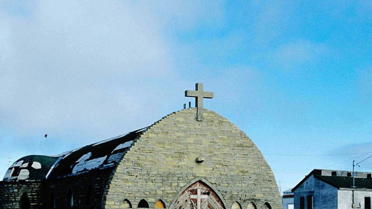 En iglooliknande kyrka i samhället Igloolik.