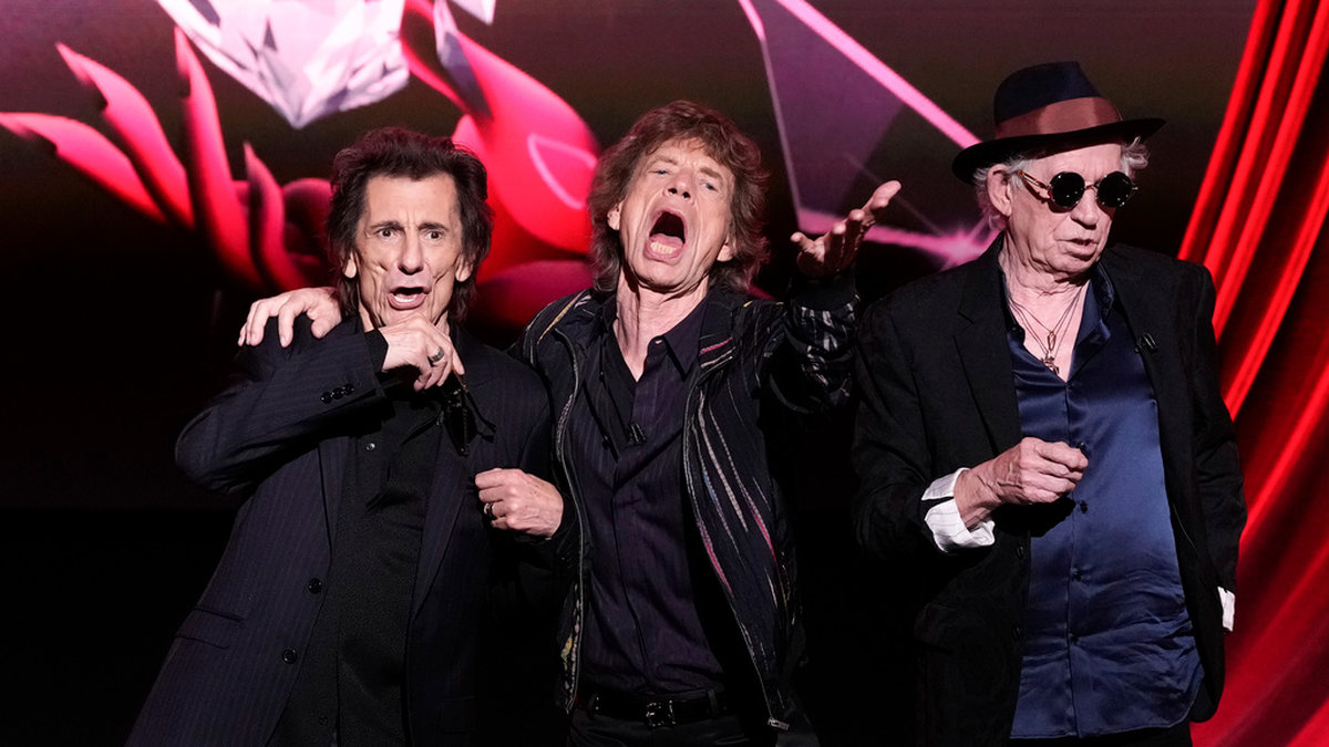 Ronnie Wood, Mick Jagger och Keith Richards i mänsklig form. Arkivbild.