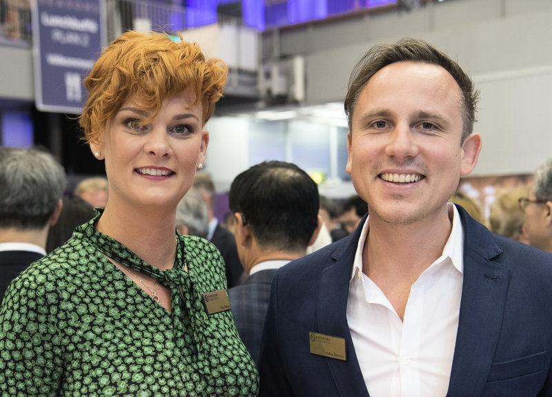 Frida Edman, mässansvarig och Oskar Ekström, programchef för Bokmässan i Göteborg fotograferades efter invigningen 2019. Arkivbild.
