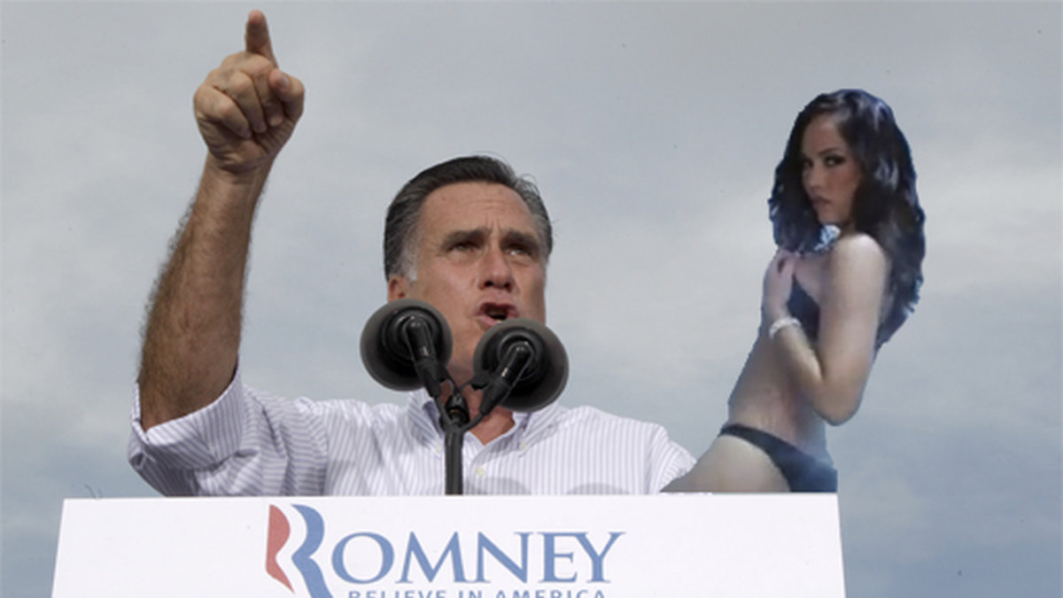 Kristina Rose tycker att Mitt Romney viftar som Hitler. OBS - bilden är ett montage.