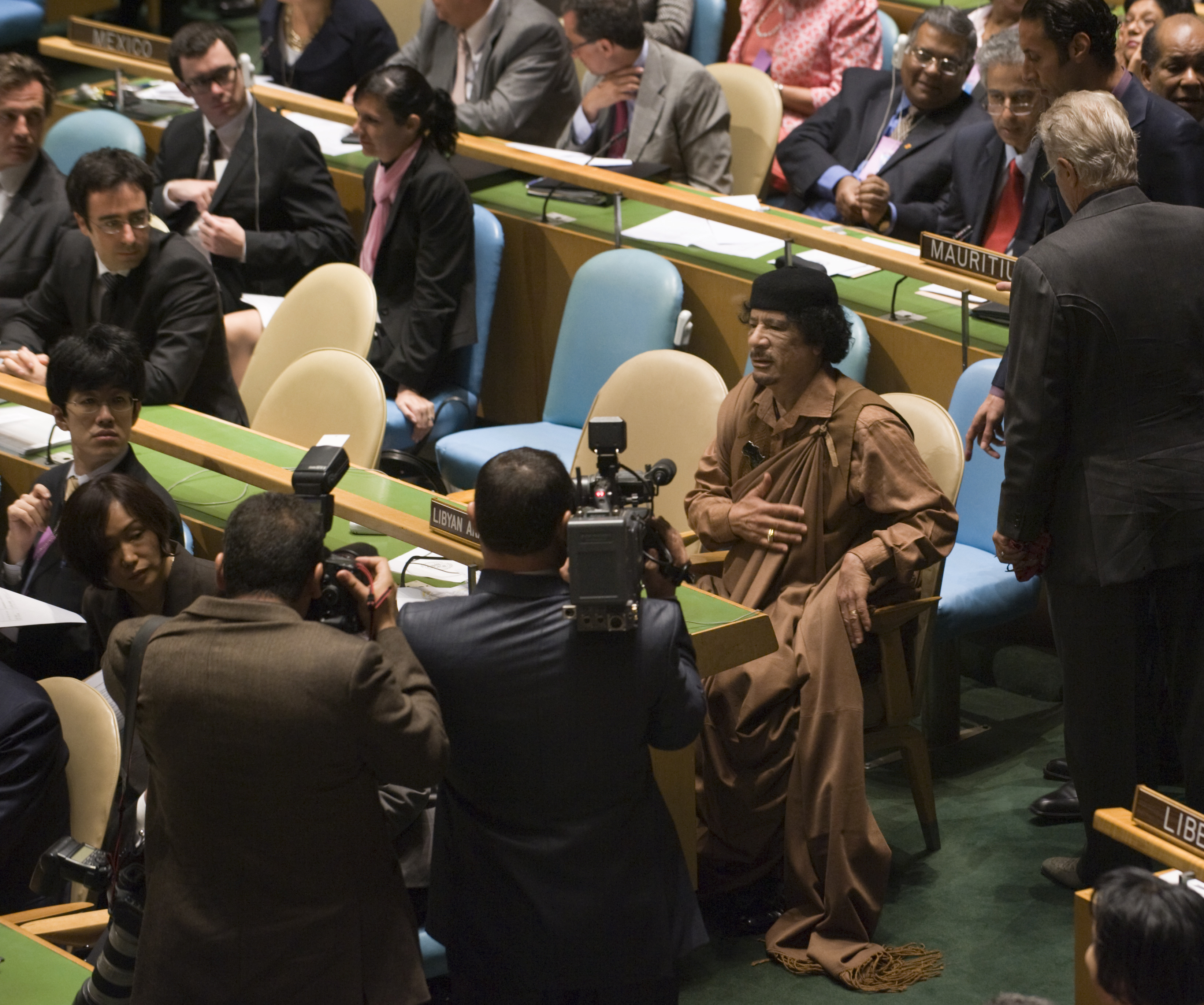 Khadaffi på plats i FN 2009.
