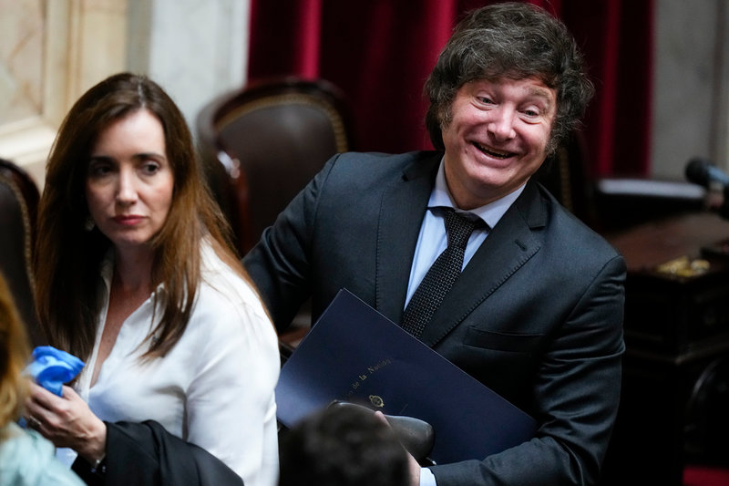 Argentinas nya president Javier Milei och vicepresident Victoria Villarruel.