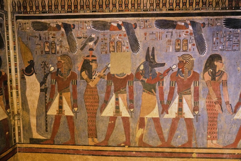 Utsmyckningar i farao Amenhotep III:s gravkammare.