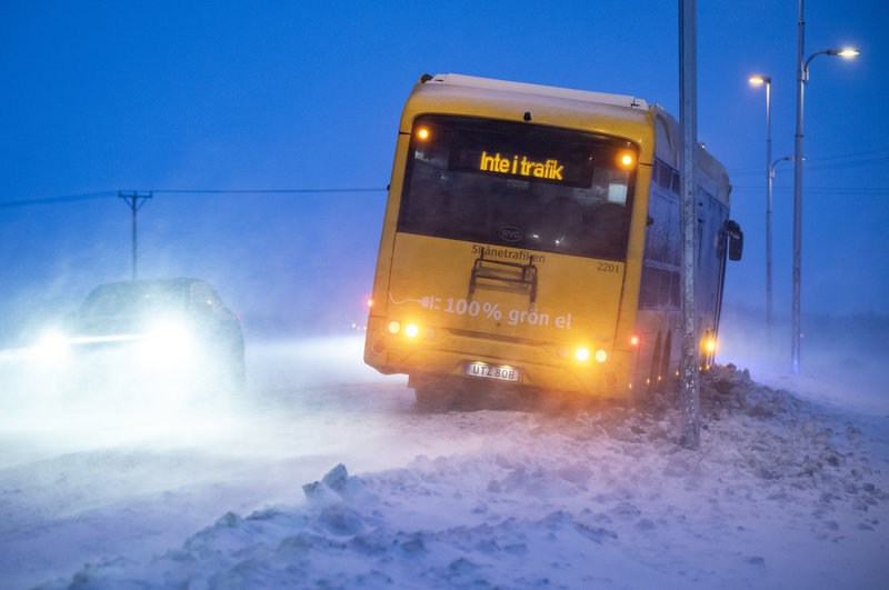 Snökaos i SKåne. Foto: Johan Nilsson
