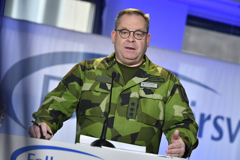 Michael Claesson, insatschef vid Försvarsmakten, vid Folk och försvars rikskonferens i Stockholm. Arkivbild.