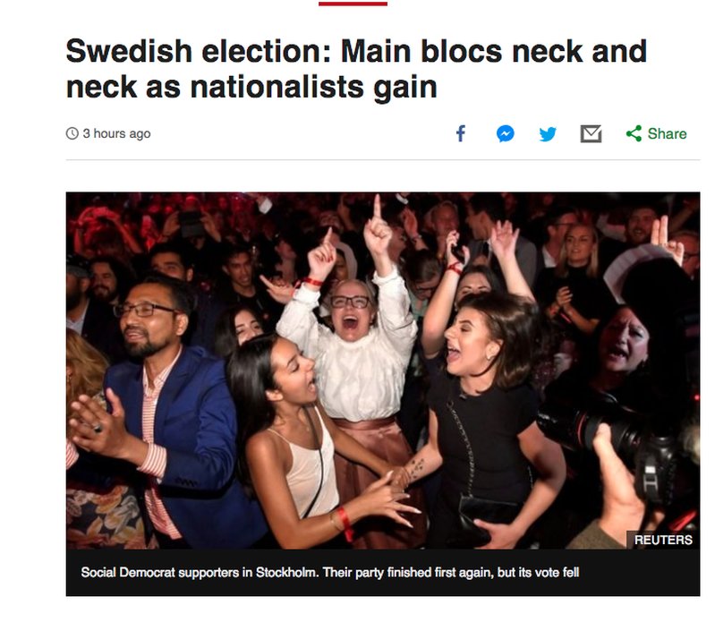 BBC skriver om det svenska valet. 
