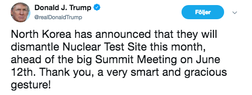 Donald Trump twittrar om Nordkorea Donald Trump twittrar om Nordkorea