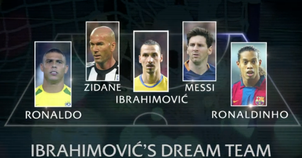 Ronaldo, Ronaldinho, Zidande, Messi och Zlatan Ibrahimovic själv