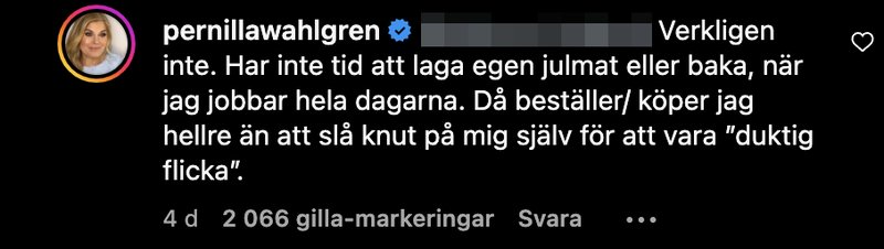 Pernilla Wahlgrens svar Pernilla Wahlgrens svar