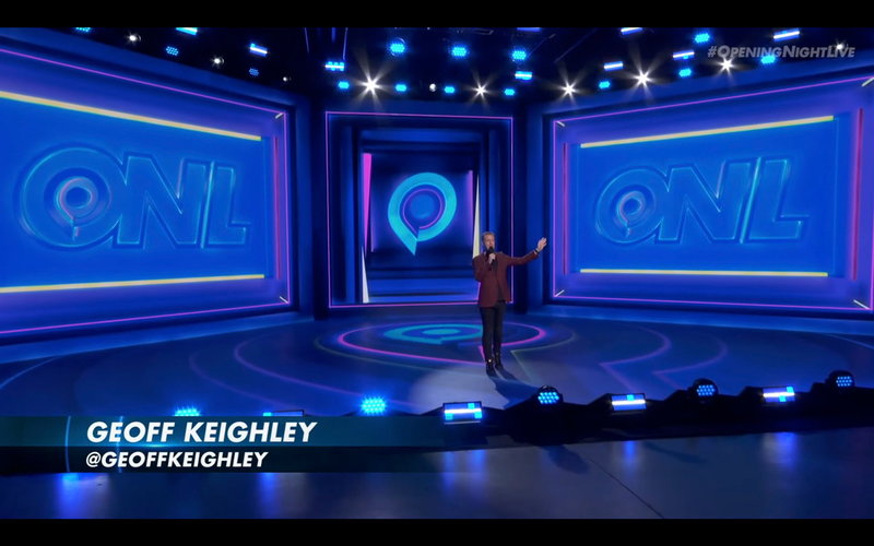 Geoff Keighley håller i invigningen. Till skillnad från förra året (bilden) sker det den här gången inför utsålda läktare. Pressbild.